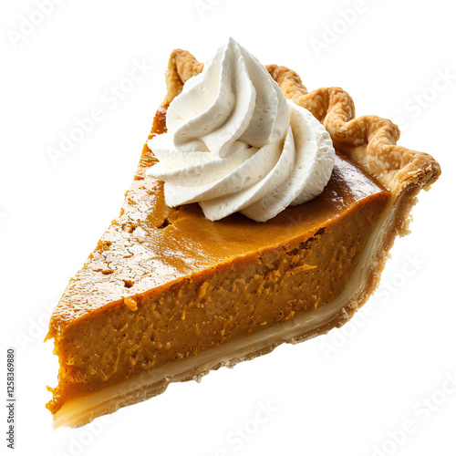 Pumkin pie with whipped cream isolated on white