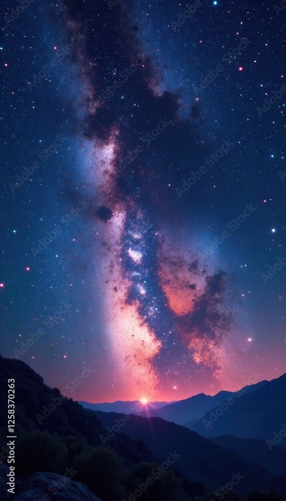 Milky Way Galaxy with Glowing Stars and Planets in Space, celestial, glowing Milky Way Galaxy with Glowing Stars and Planets in Space, celestial, glowing