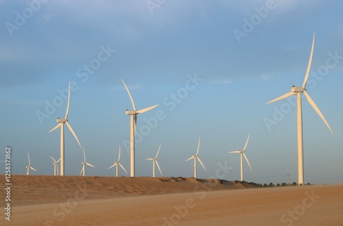 Parque de energia eólica nas dunas 