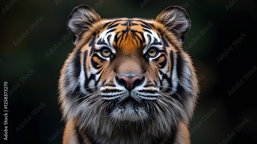 Fototapeta premium Close-Up Portrait of a Majestic Bengal Tiger in Natural Habitat