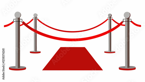 Red Carpet with Velvet Rope Barriers and Silver Stanchions at Glamorous Celebrity Premiere