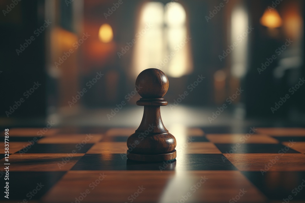 A chess piece on the board, the focus is placed on it and the background blurs out. A chess piece on the board, the focus is placed on it and the background blurs out.