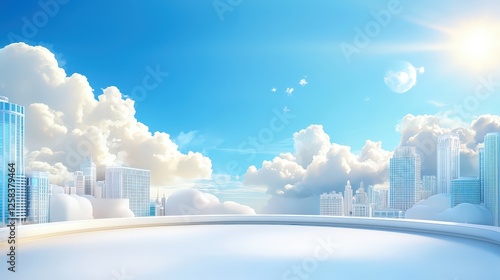 Wallpaper Mural A simple modern cityscape with blue skies and clear air, showcasing an atmosphere of health and cleanliness. Torontodigital.ca