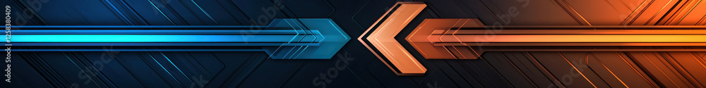Futuristic arrows with blue and orange metallic effects Futuristic arrows with blue and orange metallic effects