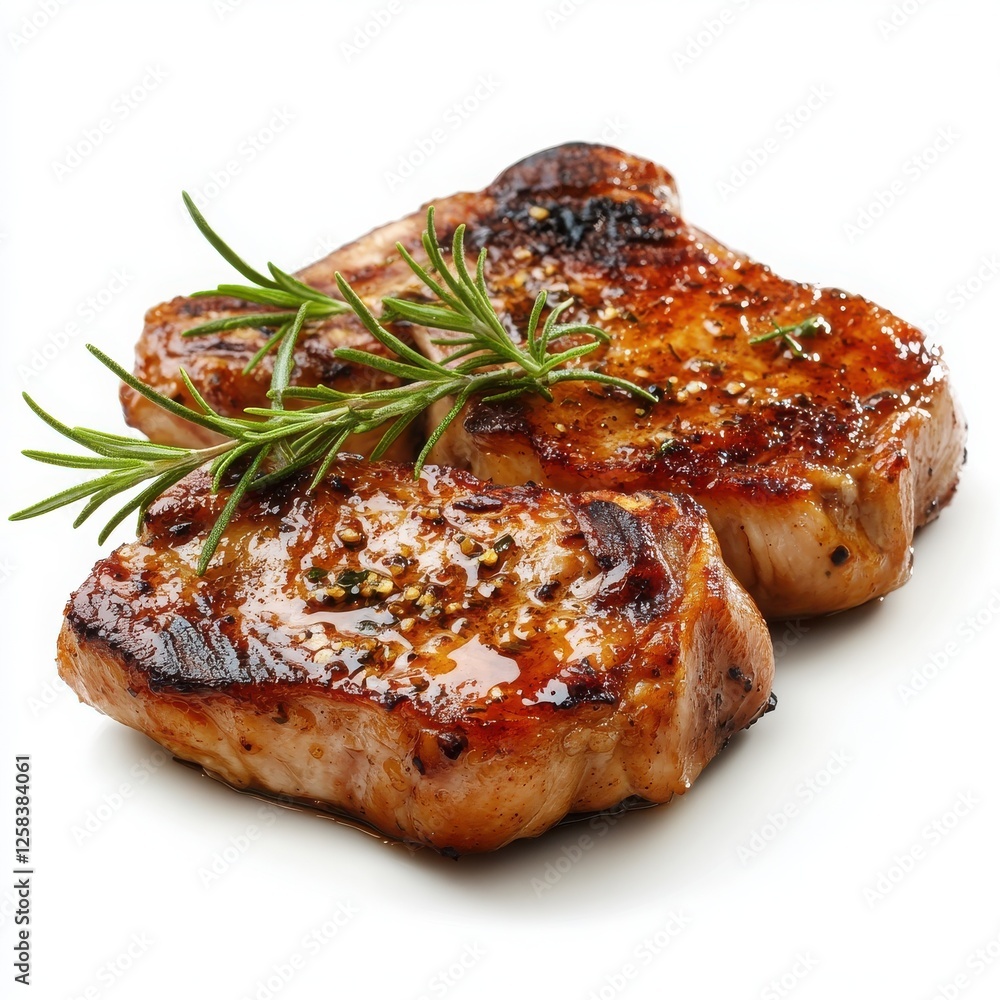 Honey Garlic Turkey Chops isolated on white background Honey Garlic Turkey Chops isolated on white background