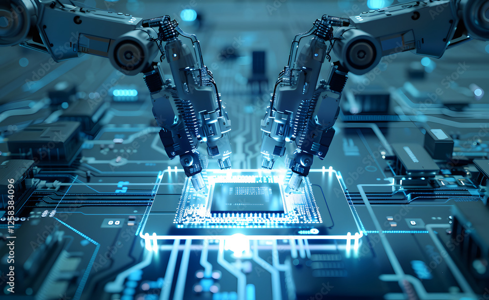 Robotic arms and tech chips Robotic arms and tech chips