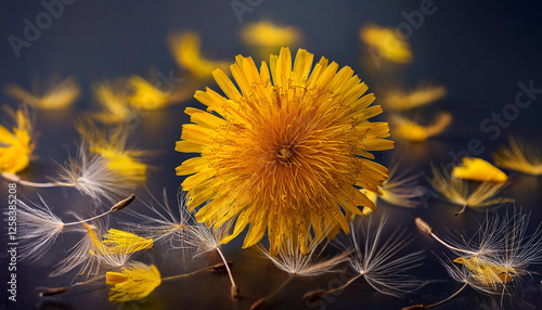 gelbe blute und samen einer pusteblume