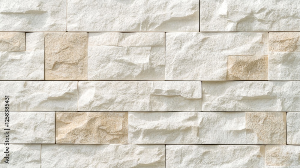 Obraz premium Beige brick wall with uneven tones, warm and rustic look, natural texture, generative ai