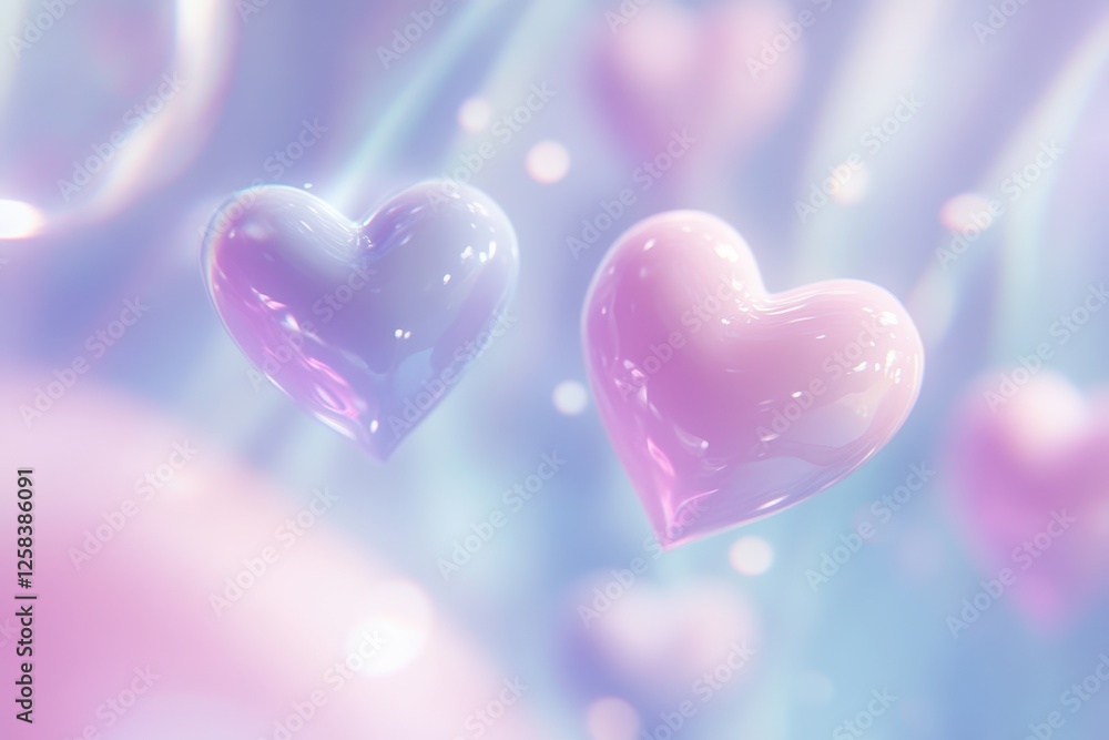 Fototapeta premium Pastel Pink and Blue 3D Hearts Background