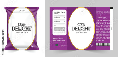 packaging design, Food packaging design, Chips logo and packet wrap label design editable vector file  elegant and corporate professional business chips packaging or chips label, Chips package design.
