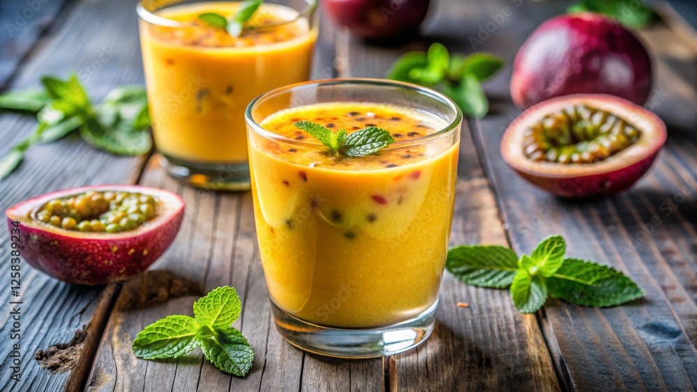 Refreshing passion fruit smoothie recipe tropical kitchen beverage guide cozy setting health-conscious perspective for ultimate refreshment Refreshing passion fruit smoothie recipe tropical kitchen beverage guide cozy setting health-conscious perspective for ultimate refreshment