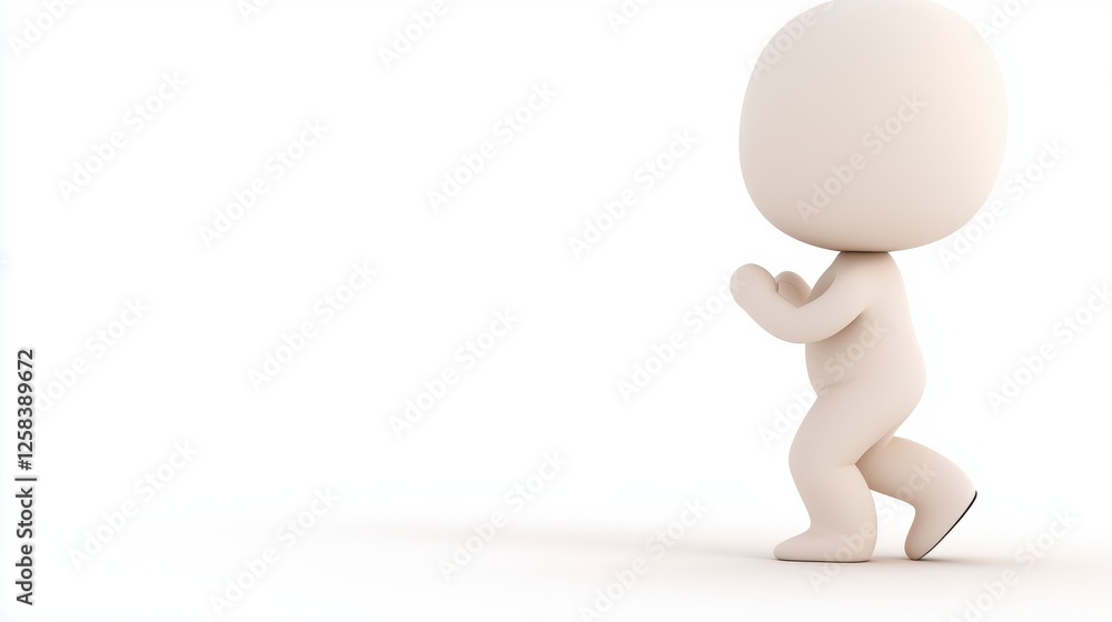 3D Cartoon Character Walking On White Background 3D Cartoon Character Walking On White Background