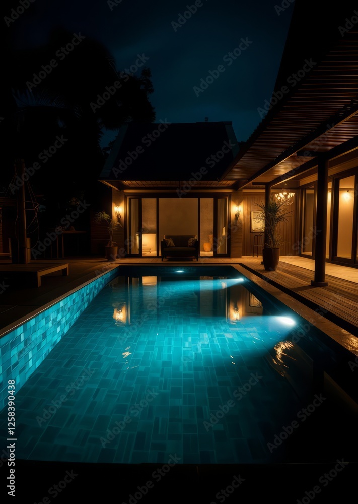 Swimming pool at the bamboo house on the island of bali bamboo house background beautiful bamboo asian seaport baltic sea antebellum