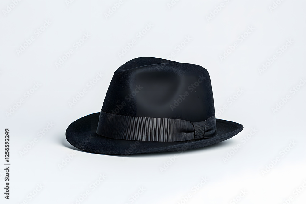A stylish black fedora hat isolated on white background A stylish black fedora hat isolated on white background