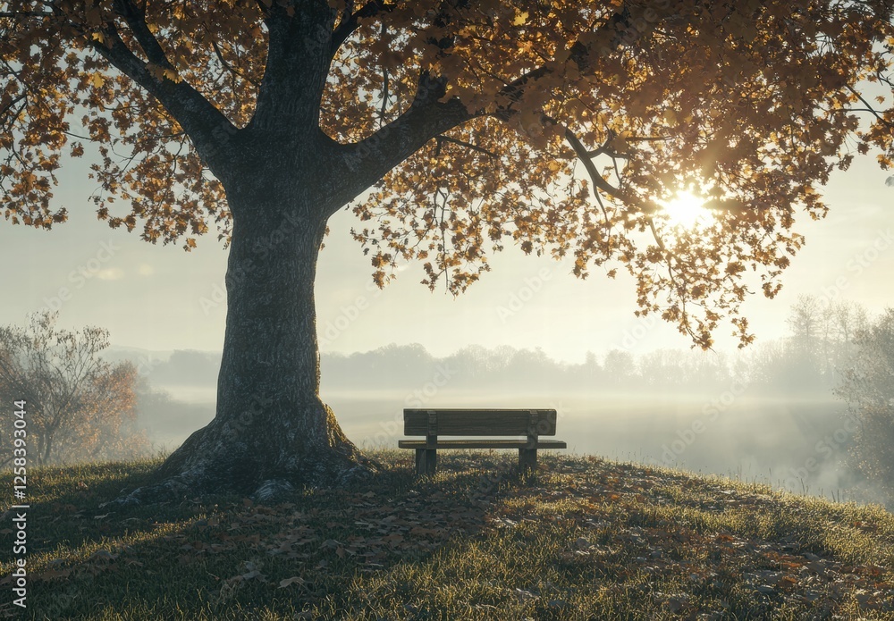 A bench is placed under a tree in a field A bench is placed under a tree in a field