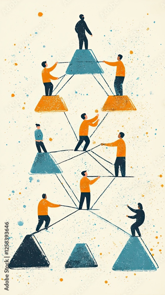 Abstract Teamwork Illustration With Connecting Figures Abstract Teamwork Illustration With Connecting Figures