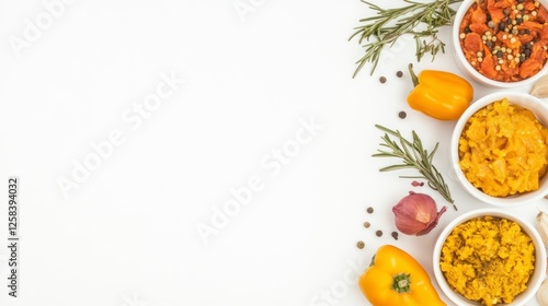 Wallpaper Mural Vibrant and Colorful Ingredients of Traditional Russian Cuisine Displayed in Bowls on a White Background Torontodigital.ca