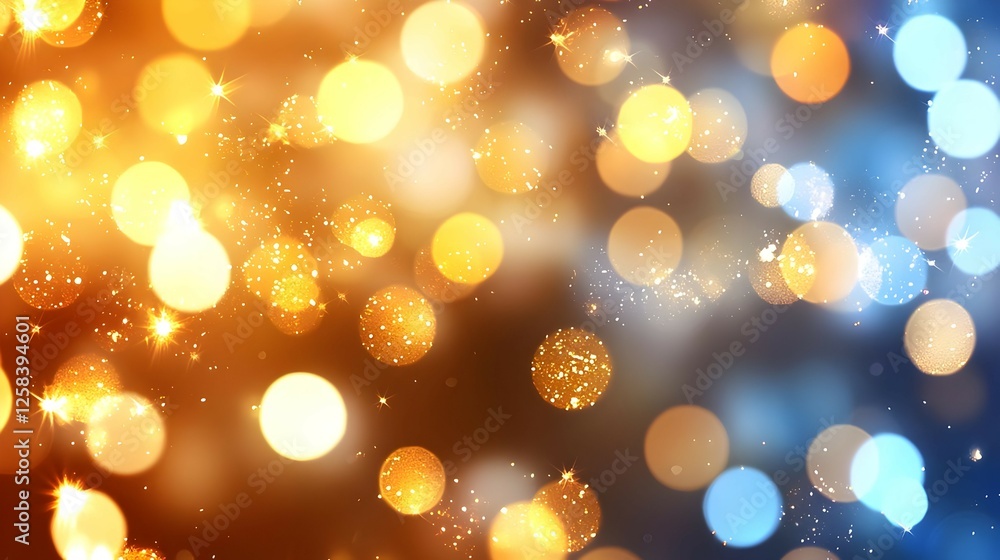 Obraz premium Abstract Bokeh Background With Gold And Blue Lights
