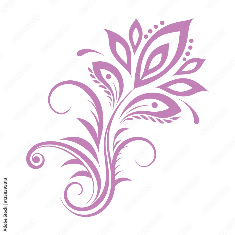 Hand-Drawn Paisley Floral Swirl with Intricate Ornamental Accents Hand-Drawn Paisley Floral Swirl with Intricate Ornamental Accents