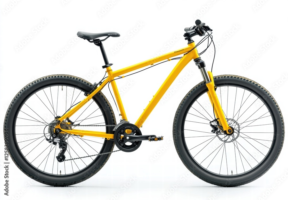 A yellow bike with a black seat and a black handlebar A yellow bike with a black seat and a black handlebar