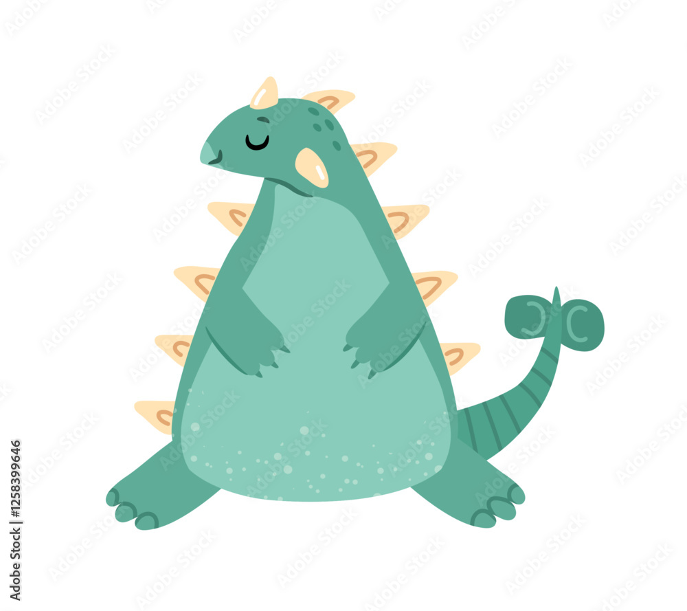 Obraz premium Extinct animal from prehistory times, isolated ankylosaurus dinosaur. Vector dino character with spikes and long tail. Ankylosaurus, herbivore dinosaur with heavily armored body and distinctive tail