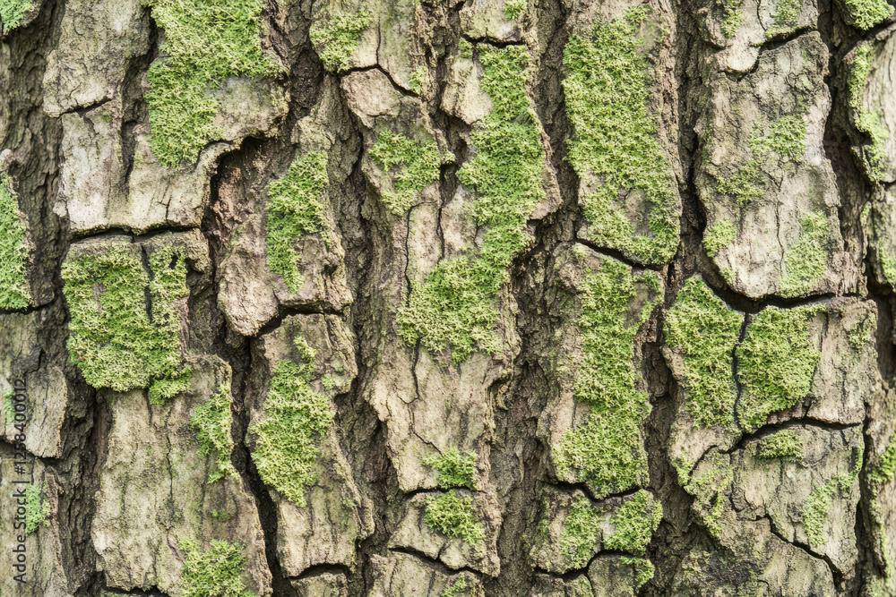 Macro shot of mossy tree trunk, soft green moss covering a bark with natural roughness and earthy tones. Macro shot of mossy tree trunk, soft green moss covering a bark with natural roughness and earthy tones.