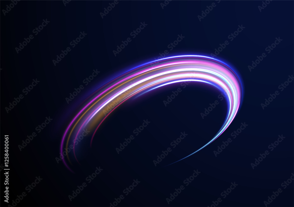 Colored shiny sparks of spiral wave. Curved bright speed line swirls. Shiny wavy path. Rotating dynamic neon circle. Magic golden swirl with highlights. Glowing swirl bokeh effect. vector png Colored shiny sparks of spiral wave. Curved bright speed line swirls. Shiny wavy path. Rotating dynamic neon circle. Magic golden swirl with highlights. Glowing swirl bokeh effect. vector png