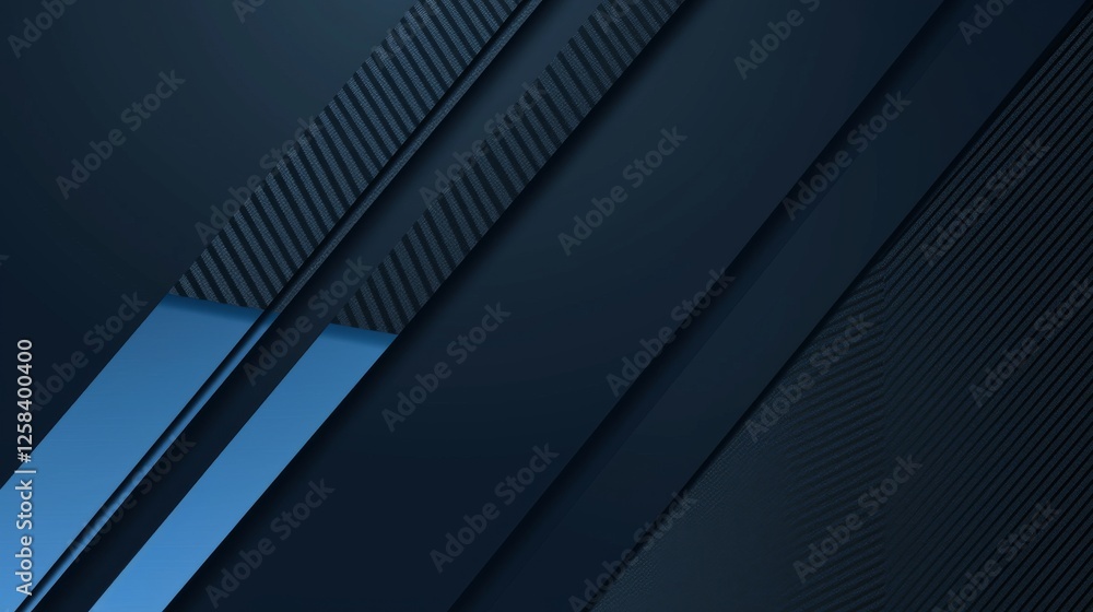 Obraz premium Photo of Blue background with sleek geometric lines for design, banner template, white space in the center of the page for text. Minimalist abstract wallpaper with copy space.