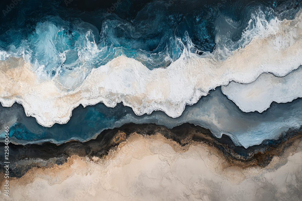 Aerial view of coastal cliffs and ocean waves below, with rich blues, grays, and whites, capturing the natural beauty of land and sea. Aerial view of coastal cliffs and ocean waves below, with rich blues, grays, and whites, capturing the natural beauty of land and sea.