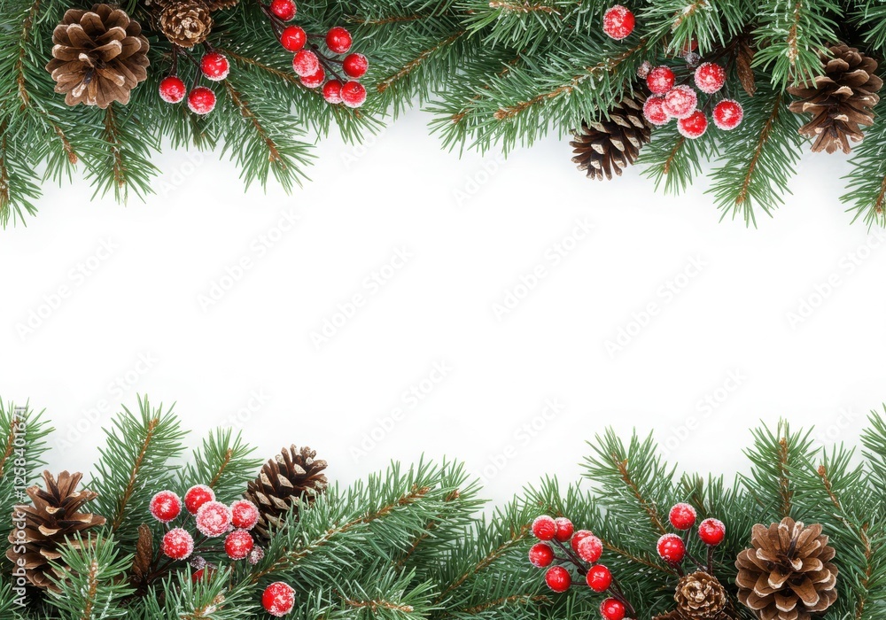 Christmas border, evergreen pine branches Christmas border, evergreen pine branches