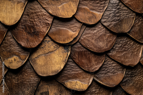 Obraz na płótnie Macro shot of pinecone texture, overlapping woody scales in earthy brown tones. w salonie