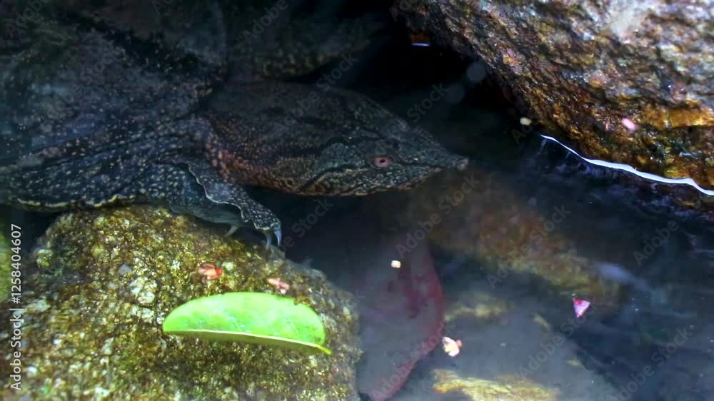 Spiny Softshell Turtle in Sai Rung Waterfall Khao Lak Thailand. Spiny Softshell Turtle in Sai Rung Waterfall Khao Lak Thailand.