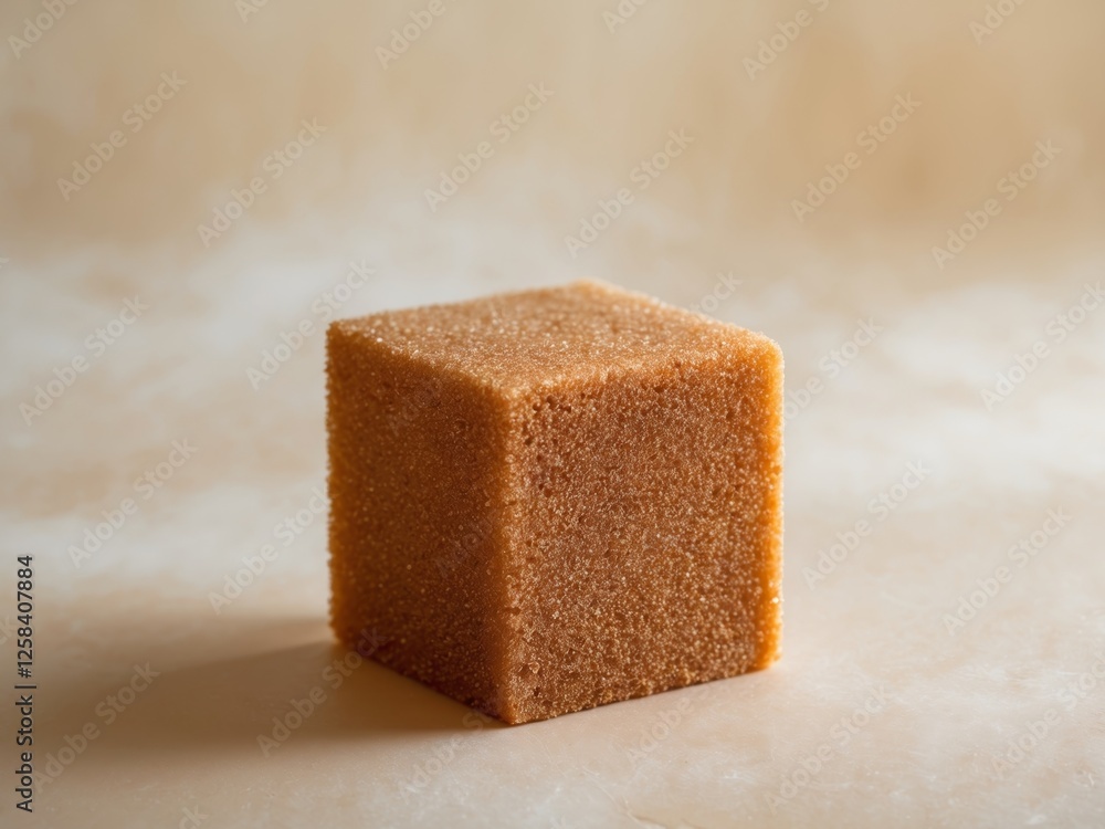 Brown Sugar Cube on Neutral Background for Culinary and Baking Themes Brown Sugar Cube on Neutral Background for Culinary and Baking Themes