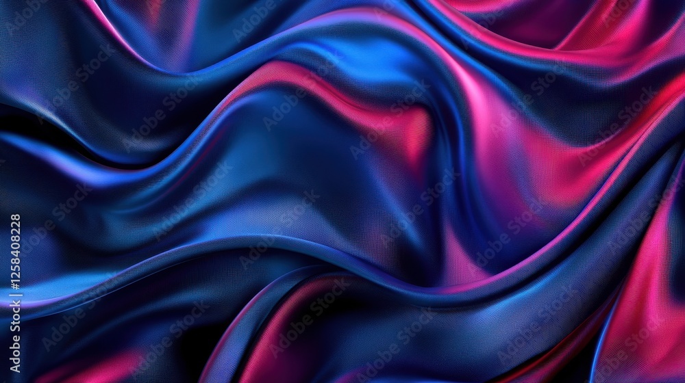 Obraz premium Dynamic textile waves in blue and magenta hues with vivid sheen