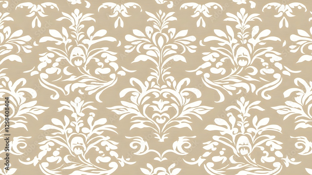 Elegant White Floral Pattern on Soft Beige Background for Design Elegant White Floral Pattern on Soft Beige Background for Design