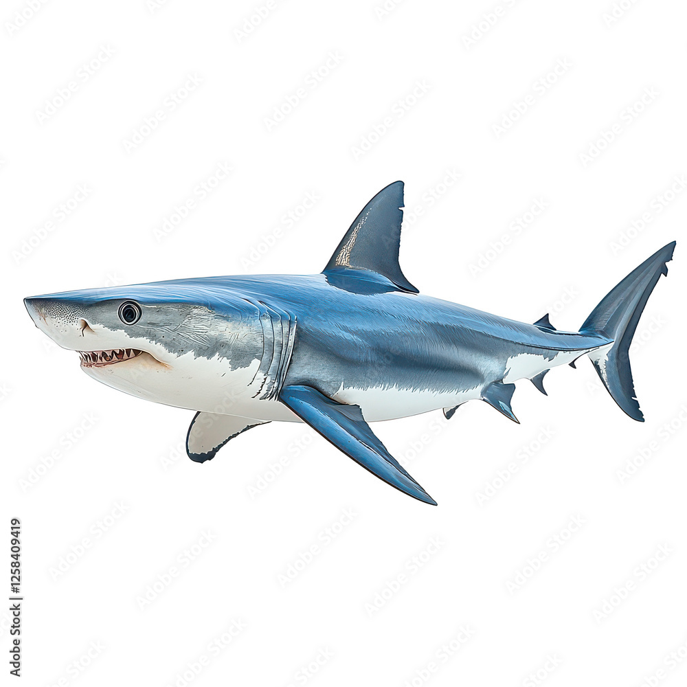 Naklejka premium Shortfin Mako Shark isolated isolated on transparent background, PNG