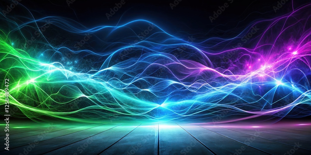 Abstract Energetic Waves Over a Dark Wooden Floor Abstract Energetic Waves Over a Dark Wooden Floor