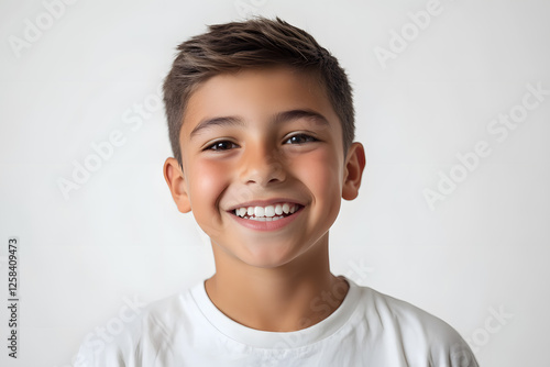 Portrait of a happy, smiling boy isolated on white background