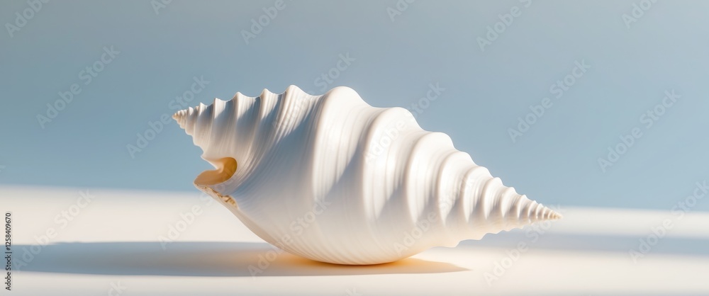Elegant White Shell with Natural Light and Shadow Play Elegant White Shell with Natural Light and Shadow Play