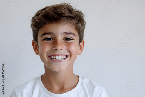 Portrait of a happy, smiling boy isolated on white background