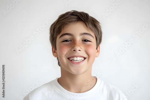 Portrait of a happy, smiling boy isolated on white background