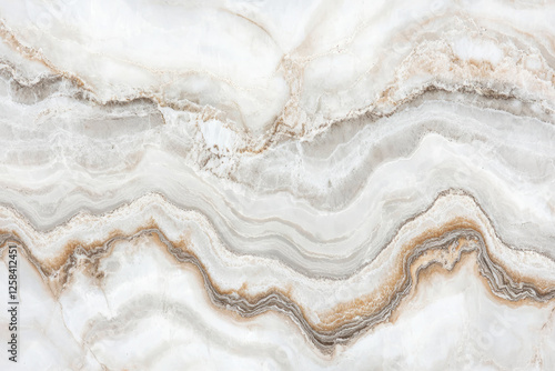 Elegant white marble texture, with delicate gray veining, creating a luxurious and clean abstract pattern. The high-gloss finish adds a premium feel, making it ideal for backgrounds in design and