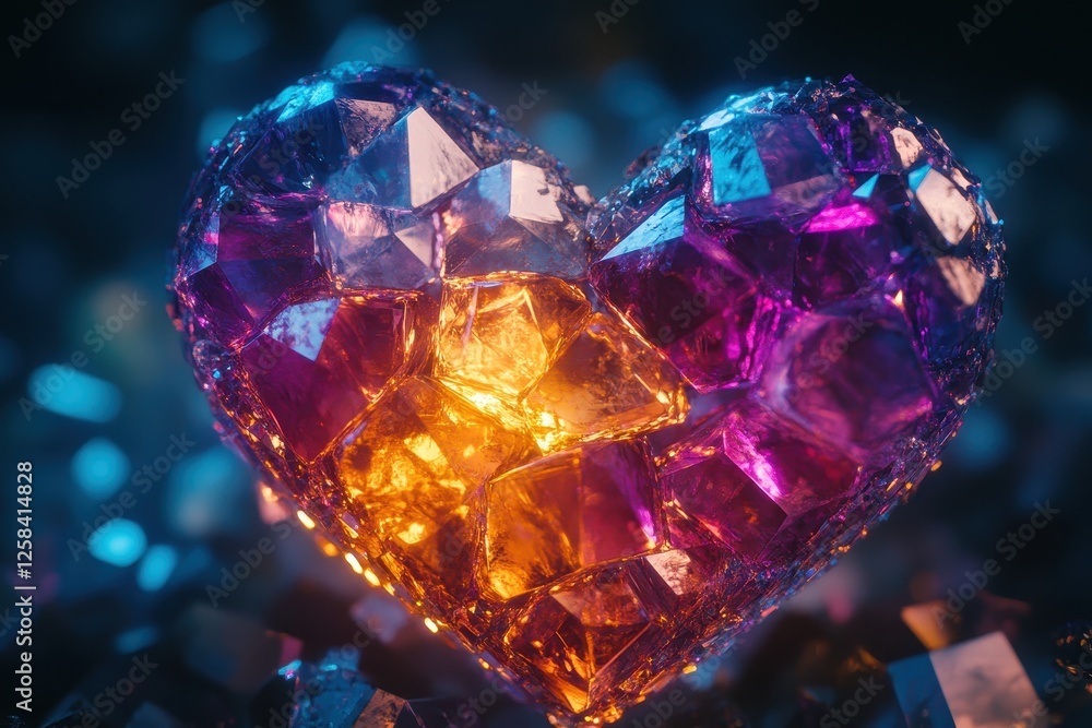 Glowing Crystal Heart Abstract Art Glowing Crystal Heart Abstract Art