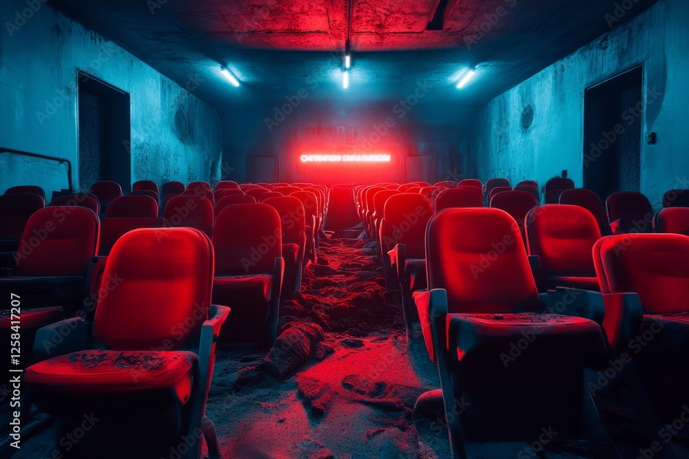 A mysterious and eerie university lecture hall where students study forbidden knowledge under dim lighting A mysterious and eerie university lecture hall where students study forbidden knowledge under dim lighting
