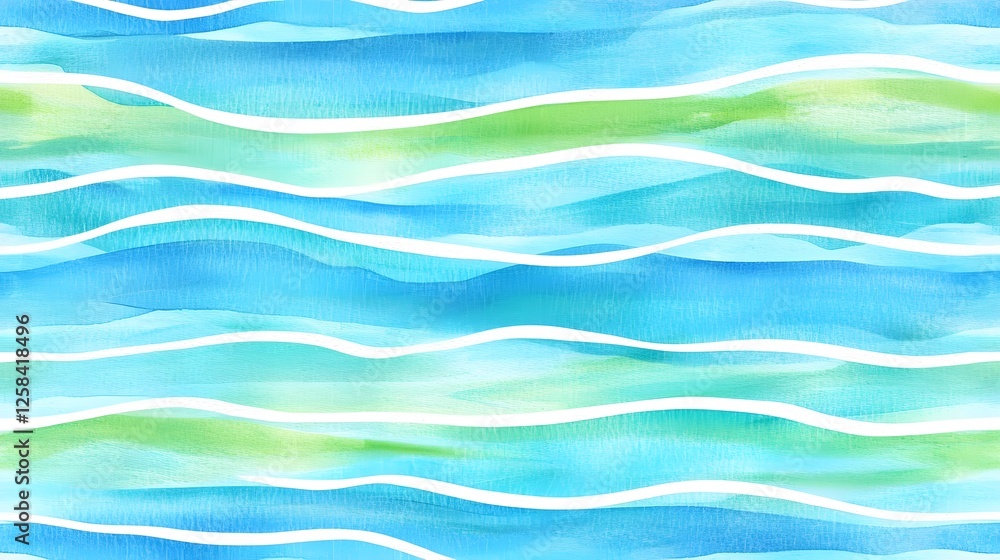 Obraz premium Abstract Watercolor Waves Pattern in Blue and Green Tones