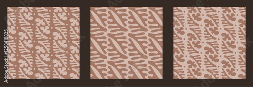 Floral pattern. Seamless simple plant shapes in mocha mousse color. Modern spring summer design