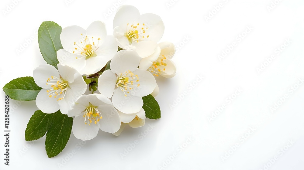 Fototapeta premium White Jasmine Blossoms on White Background