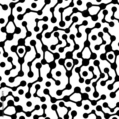 Abstract seamless pattern with metaball dots or molecule
