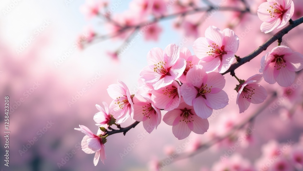 Japanese Sakura Pink Cherry Blossom in Spring Japanese Sakura Pink Cherry Blossom in Spring