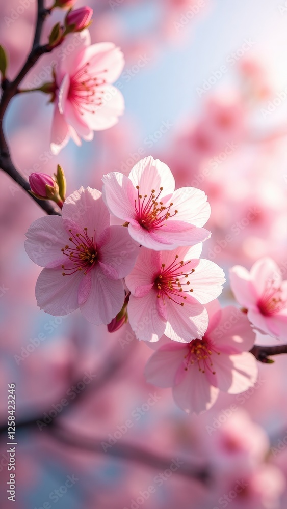 Japanese Sakura Pink Cherry Blossom in Spring Japanese Sakura Pink Cherry Blossom in Spring